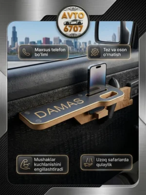 Damas va Labo uchun podlokotnik, telefon bo'limi bor tirsak qo'ygich, qulay avtoaksessuar