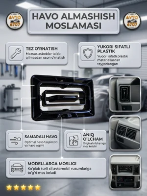 Damas va Labo uchun deflektor Mers uslubida havo chiqarish panjarasi, qora avto tuning - 3 setka, 1-DONA