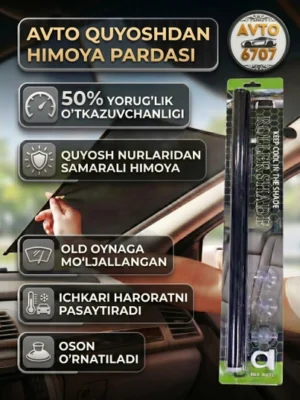 Avtomobil oynasi uchun quyoshdan himoya plyonkasi tonirovka, 53* 130 sm