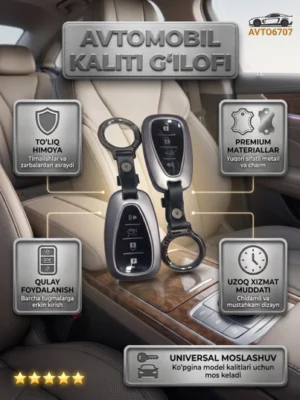 Avtomobil pulti uchun silikon va metall himoya g'ilofi — universal brelok