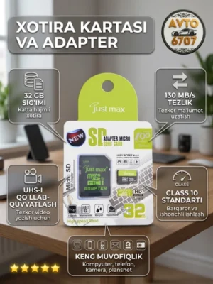 Micro SD Xotira Kartasi 32GB / 64GB Class 10 UHS-I + SD Adapter