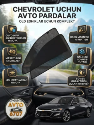 Chevrolet yon oyna pardasi, quyoshdan 40-50% himoya, tez o'rnatish