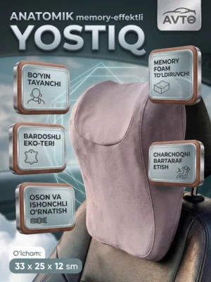 Avto yostiqcha, mashina o'rindig'i uchun bo'yin yostiq - KONFETRANG